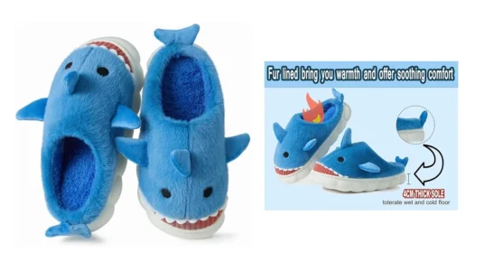 zapatillas de casa super calentitas y divertidas con diseño de tiburón