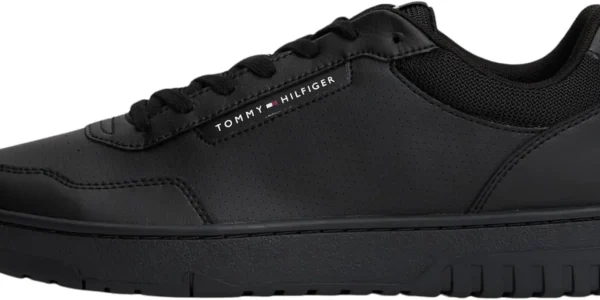 Chollo Zapatillas de piel Tommy Hilfiger Basket Core negras para hombre