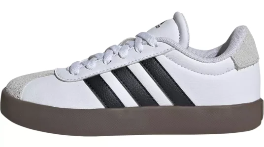 zapatillas infantiles Adidas VL Court 3.0 en color blanco y rayas negras