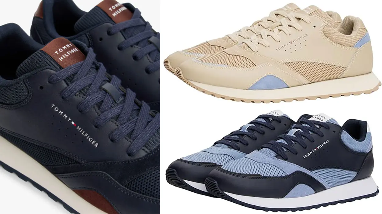 Zapatillas de malla y piel Tommy Hilfiger para hombre baratas