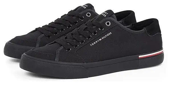 zapatillas negras Tommy Hilfiger Core Corporate Vulc para hombre oferta