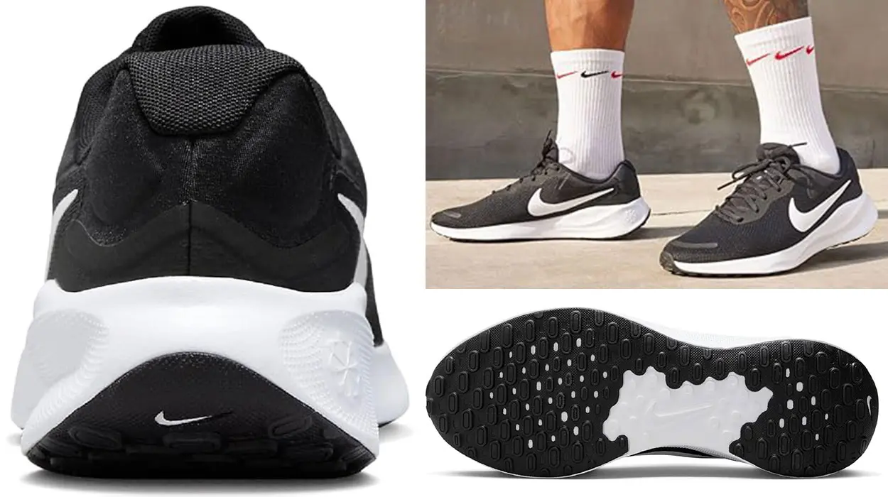 Zapatillas de running Nike Revolution 7 blancas y negras para hombre baratas