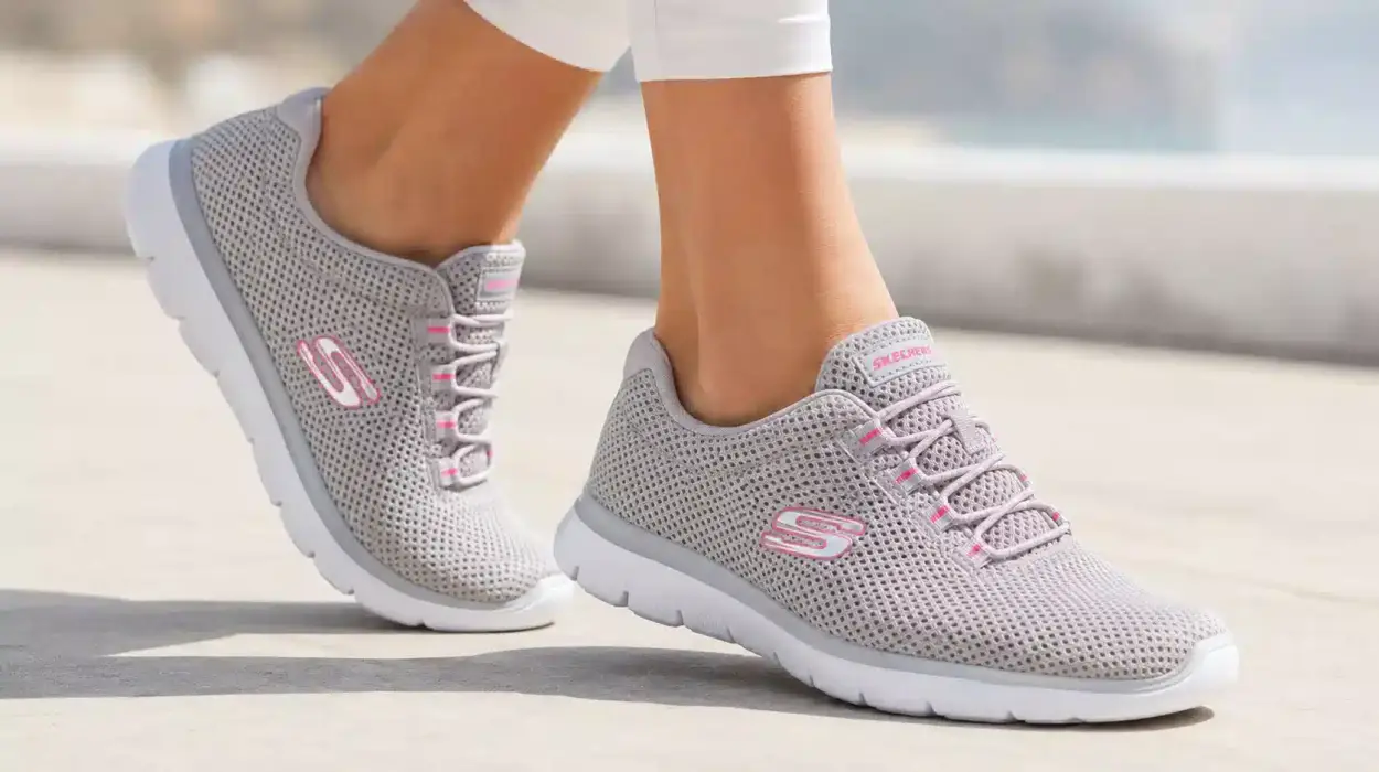 Zapatillas Skechers Summits Lite en gris y rosa