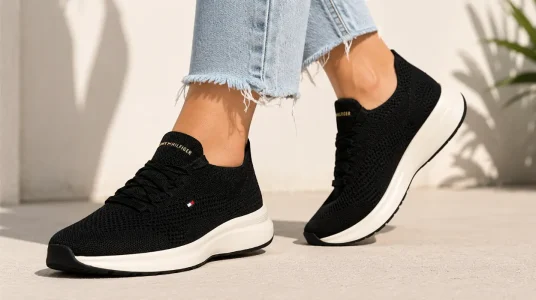 Zapatillas Tommy Hilfiger Runner Sneaker para mujer en negro, talla 38