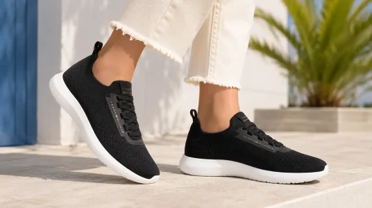 Zapatillas Tommy Hilfiger TH Knit Extralight Runner para mujer en negro