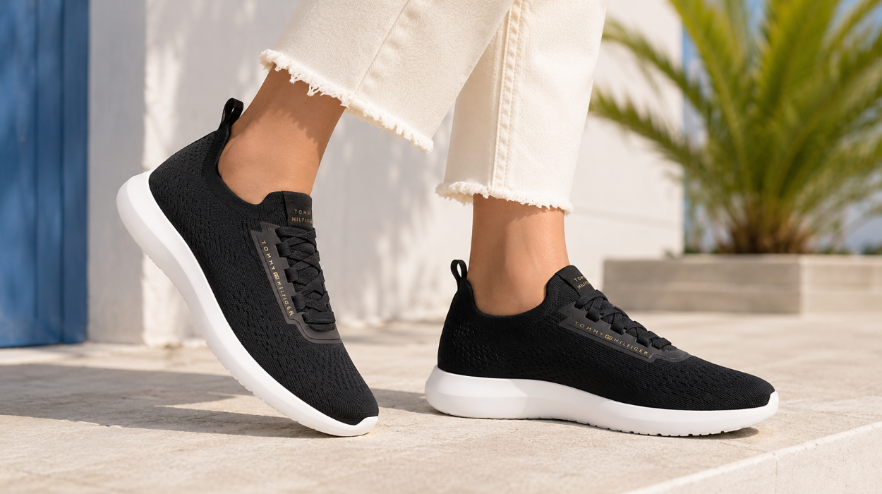 Zapatillas Tommy Hilfiger TH Knit Extralight Runner para mujer, ajuste suave tipo calcetín