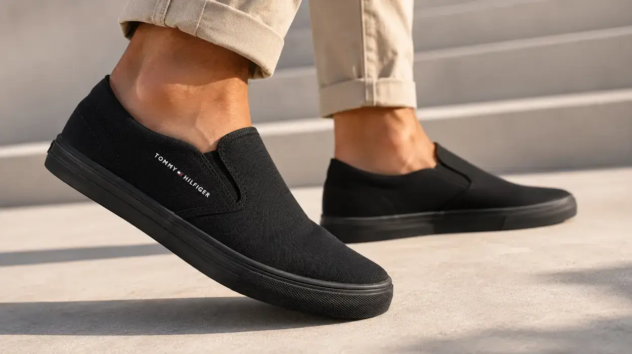 Zapatillas slip-on Tommy Hilfiger Vulc Core negras para hombre