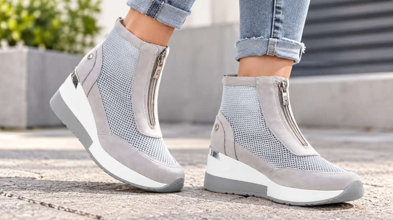 Botines Xti 14104303 para mujer con cuña de 7 cm y cierre de cremallera